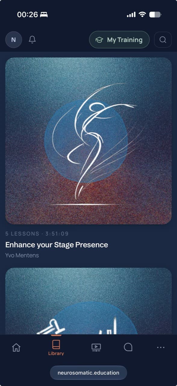 Neurosomatic library: the stage presence lesson series